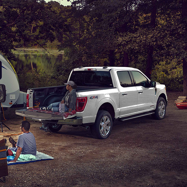 Parked Ford F-150 in a campground