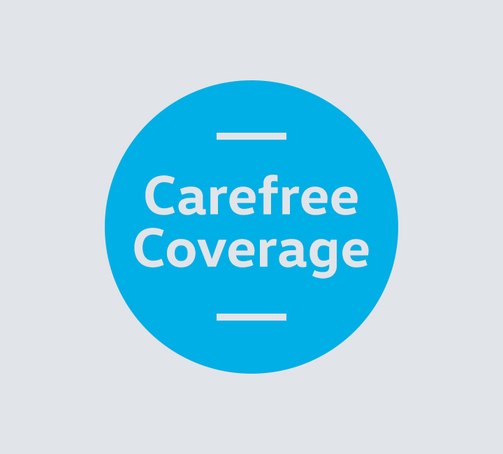 A blue circular logo depicts the Carefree Coverage program.