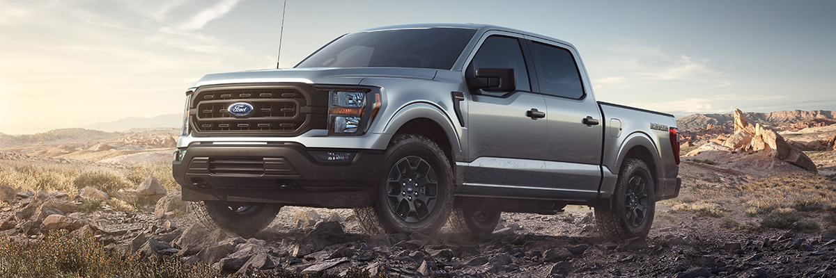 New 2023 Ford F-150 Rattler parked ontop of scenic hill