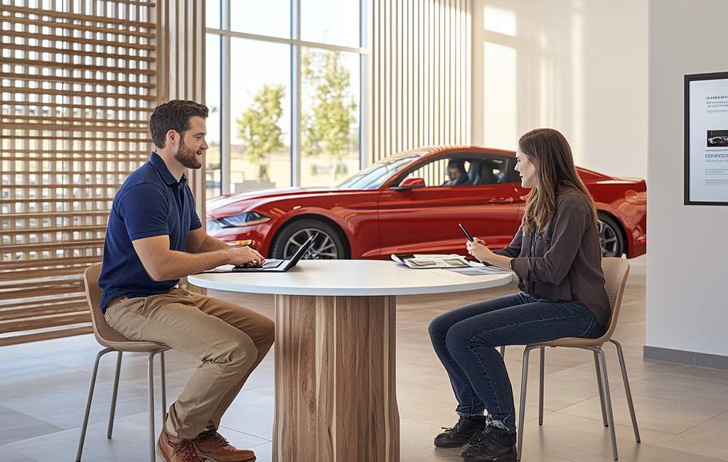 Customer consulting a dealership representative