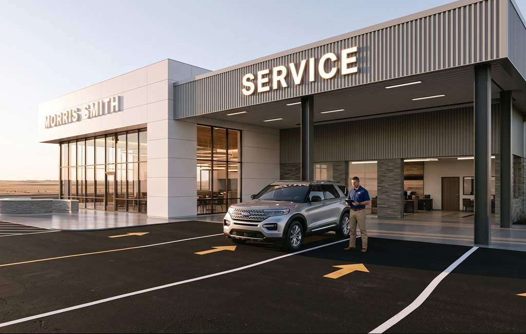Exterior service entrance with SUV
