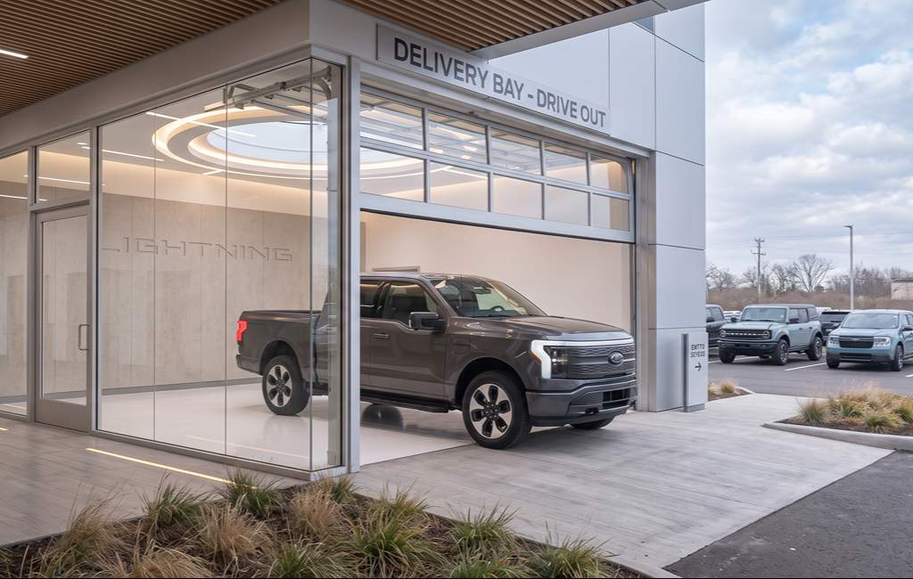 Pickup in vehicle delivery bay