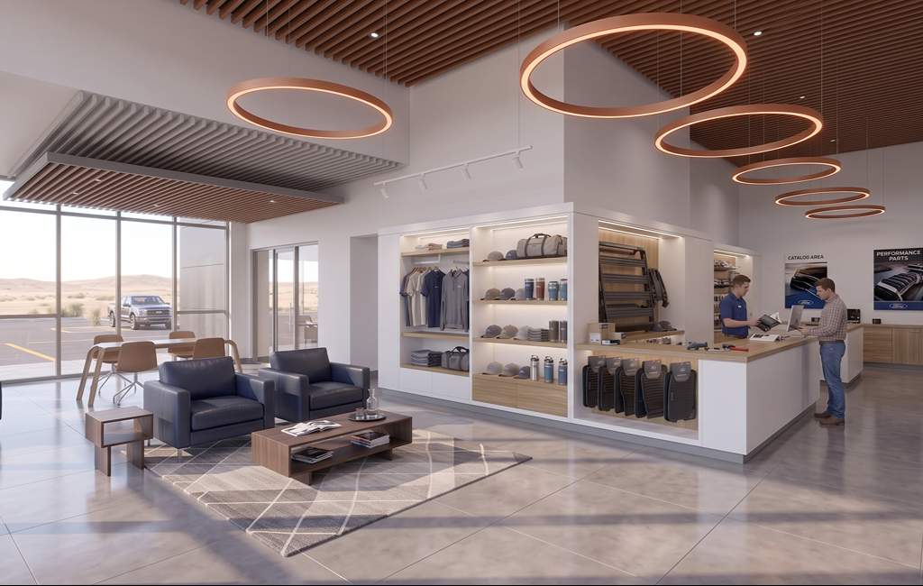 Dealership lounge and accessories area
